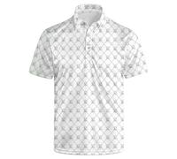 SKYNORA Golf Shirts for Men, Polo Shirts Short Sleeve Moisture Wicking Quick Dry Performance Print Golf Polo Shirts for Men, Golf Ball, Large