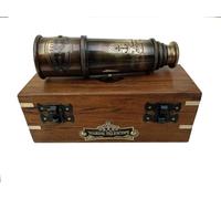SKYNOTCH 1920 DOLLOND London Brass Maritime Vintage Telescope, Nautical Spyglass Antique Mounted Solid Brass 15 Inch Pirate Telescope with Wooden Box
