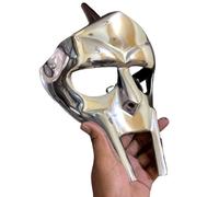 SKYNOTCH Medieval Gladiator MF Doom Mask Halloween Prop Cosplay Costume Accessory Collector Cool Birthdays Xmas Gifts Silver Polish