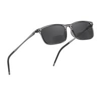SKYOAK Superb Extremely Light Bifocal Reading Sunglasses for Men, Aluminum Arm TR90 Frame Sun Readers UV400 Protection Outdoor Spring Hinge Dark Lens, +1.5 Grey
