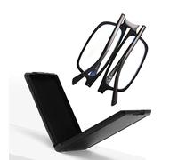 SKYOAK Unbreakable Evolved Folding Reading Glasses For Women Men Blue Light Blocking Anti UV Eyestrain Foldable Portable Compact Readers with Flat Hard Case Pocket Computer glasses 1.5 BLACK