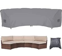 Skyour Patio Sectional Curved Sofa Protector Cover Waterproof Heavy Duty 420D Oxford Outdoor Sectional Curved Couch Sofa Furniture Covers with Windproof Reinforced Buckles Grey