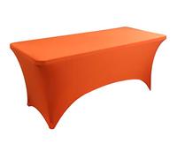 Skyour Stretch Spandex Table Cover 4ft/5ft/6ft/8ft Folding Rectangular Dinner Elastic Fitted Table Cloth Outdoor Cocktail Tablecloth Covers Protector (Orange, 5FT: 60x30x30in)
