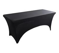 Skyour Stretch Spandex Table Cover 4ft/5ft/6ft/8ft Folding Rectangular Dinner Elastic Fitted Table Cloth Outdoor Cocktail Tablecloth Covers Protector (Black, 5FT: 60x30x30in)