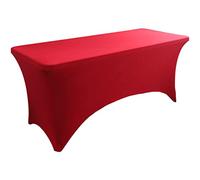 Skyour Stretch Spandex Table Cover 4ft/5ft/6ft/8ft Folding Rectangular Dinner Elastic Fitted Table Cloth Outdoor Cocktail Tablecloth Covers Protector (Red, 4FT: 48x24x30in)