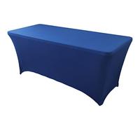 Skyour Stretch Spandex Table Cover 4ft/5ft/6ft/8ft Folding Rectangular Dinner Elastic Fitted Table Cloth Outdoor Cocktail Tablecloth Covers Protector (Navy Blue, 8FT: 96x30x30in)