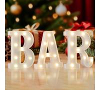 SKYPHAROS BAR LED Marquee Letter Lights, BAR Sign Light Up Decor for Home, Battery Operated Warm White Small LED Alphabet Lamp for Bar, Home, Party Decor
