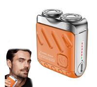 Skypicnic Portable Rotary Dual Ring Electric Shaver, Magnetic Rechargeable Electric Razors, Wet and Dry Shavers, Rotary Shaver Waterproof for Men, Battery Monitoring (Orange)