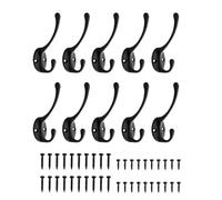 SKYPLANET 10Pcs Coat Hooks, Heavy Duty Metal Clothes Hooks, Anti-Rust Wall Mounted Coat Hat Hook with Metal Screws for Hanging Coat, Hat,Towel,Scarf, Bag, Key, Cap, Cup