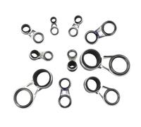 SkyPOOU 10Pcs Stainless Steels Ceramic Guides Rings Set Fishing Rod Tip Eyes Repair 10 Size Tip Replacement Set Lures Rings Guides