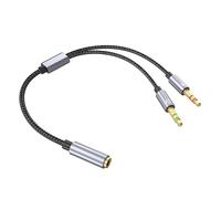 SkyPOOU 3.5mm Sound and Microphones Splitter Cable, Braided Two Way Adapter for Enhances Sound on Various Devices Laptop Headphone Converters
