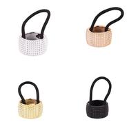 SkyPOOU 4pieces Glitters Ponytail Holders Elastic Rhinestones Hair Band Multicolor Hair Tie Women's Hair Accessories.4 Items With Full Pa.3.5×2.1cm/1.4×0.8in