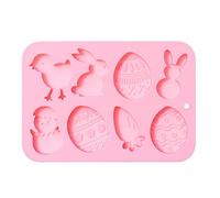 SkyPOOU 8 Cavity Easter Eggs Silicone Mold Fondant Cake Mold Holiday Baking Tool for Making Chocolate Candy Soap Chocolate Different Shapes for Household Cute Soap Molds Baking Tool