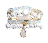 SkyPOOU Adjustable Bead Natural Stone Charm Unisex Stone Texture Suitable for Men and Women Colorful Stacking