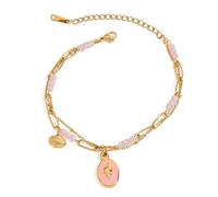 SkyPOOU Adjustable Sea Star Shell Charm Stainless Steel Acrylic Pearls Accent Pendant Wrist Chain Jewelry Fashionable Shell Pendant