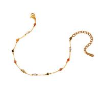 SkyPOOU Colorful Natural Stone Beads/Necklace/Anklet Trendy Multicolor Bead Ethnic Charm Beach Vacation Jewelry Vintage Stone Necklace