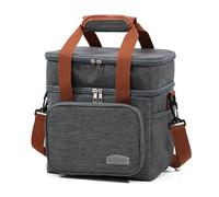 SkyPOOU Expandable Double Deck Lunch Box Thermal Leak Proof Food Bag with Oversized Cup Pocket and Adjustable Strap Side Holders and Adjustable Strap