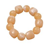 SkyPOOU Modern Polyacrylate Bangle Adjustable Beaded Jewelry for Women Lightweight Nonallergenic Everyday Casual Accessory Unique Inconsistent Square Round Beads Smooth Comfortable Everyday