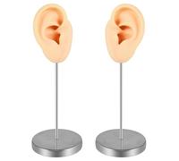 SkyPOOU Professional Silicone Left Right Ear Form for Cosmetic Training Realistic Human Ear Mannequin Jewelry Showcasing Props Earmold Demonstration Model