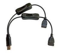 SkyPOOU USB Splitter Cable 1 To 2 With Switches For Power Control And Data Transfer 31cm A To Two Female Cable USB Extension Cord