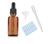 SKYPRO 1 Pack Amber Glass Dropper Bottles (30ml) - Essential Oil Bottles with Glass Pipette & Black Cap - UV Protection, Refillabl, Leak-Proof, for DIY, Aromatherapy,