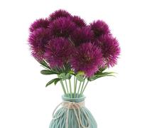 SKYPRO 10 Pcs Dandelion Artificial Flowers Plants Bouquet Plastic Flower for Home Decoration/Wedding Decor (Purple)