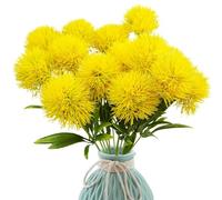 SKYPRO 10 Pcs Dandelion Artificial Flowers Plants Bouquet Plastic Flower for Home Decoration/Wedding Decor (Yellow)