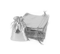 SKYPRO 100Pcs Drawstring Bags Organza Jewelry Bags Storage Pouches Candy Gift Bags for Jewelry Christmas Party Wedding Favors (Silver 5x7cm)