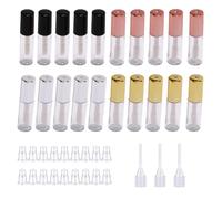 SKYPRO 20 Packs 1.2 mL Pretty Empty Lip Gloss Tubes Containers, Clear Mini Refillable Lip Balm Bottles with Rubber Inserts and 3pcs Transfer Pipettes for Lip Samples Travel DIY Makeup (4 Colors)