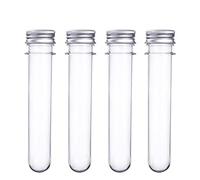 SKYPRO 20Pcs 25x140mm Clear Plastic Test Tubes with Screw Caps, Bath Salts Containers,Science Experiment Supplies, Beads Candy Tubes,Round Bottom Plastic Vials (40ml)