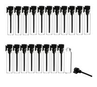 SKYPRO 20Pcs 2ml Empty Perfume Sample Bottles Essential Oil Test Tube Bottle Mini Glass Refillable Sample Vial Containers for Aromatherapy, Fragrance and Liquid - Black cap