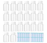 SKYPRO 20Pcs Clear Pill Bottle Plastic Medicine Bottle Empty Reagent Bottle Containers with Caps for Liquid Solid Powder Medicine With Sticker (30ML)