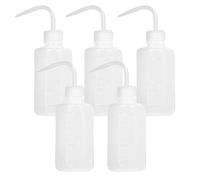 SKYPRO 250ml Plastic Safety Wash Bottle, Lab Squeeze Bottle with Narrow Mouth and Scale Labels, Squirt Bottle For Plant Flower Succulent Watering - 5 Packs