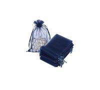 SKYPRO 25PCS Organza 15x20cm Small Mesh Bags Drawstring Gift Bags for Jewelry, Candy, Christmas, Party Favors,Wedding（Navy Blue）
