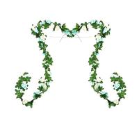 SKYPRO 2PCS Rose Vine Greenery Leaves Garland Artificial Flowers Plants for Hotel Wedding Home Party Garden Craft Art Decor (Blue)