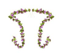 SKYPRO 2PCS Rose Vine Greenery Leaves Garland Artificial Flowers Plants for Hotel Wedding Home Party Garden Craft Art Decor (Purple)