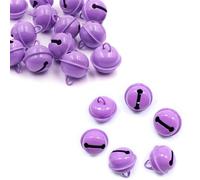 SKYPRO 30 Pcs Purple Jingle Bells Metal Round Bells Craft Bells Small Bells Colored Christmas Bells for Christmas Wind Chimes Jewelry Ornaments Holiday Home Party Decoration