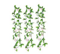 SKYPRO 3PCS Rose Vine Greenery Leaves Garland Artificial Flowers Plants for Hotel Wedding Home Party Garden Craft Art Decor (Light Pink)