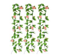 SKYPRO 3PCS Rose Vine Greenery Leaves Garland Artificial Flowers Plants for Hotel Wedding Home Party Garden Craft Art Decor (Peach)