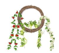 SKYPRO 3PCS Vine Greenery Leaves Garland Artificial Flowers Plants for Hotel Wedding Home Party Garden Craft Art Decor with 1pc Natural Rattan Ring