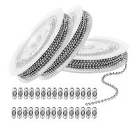 SKYPRO 48 Feet Stainless Steel Ball Chains Necklace with 30pcs Connectors Clasps,Silver Bead Chain Sets (Chain Width 1.2mm+30pcs connectors)