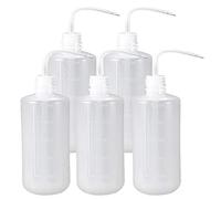 SKYPRO 500ml Plastic Safety Wash Bottle, Lab Squeeze Bottle with Narrow Mouth and Scale Labels, Squirt Bottle For Plant Flower Succulent Watering - 5 Packs