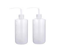 SKYPRO 500ml Plastic Safety Wash Bottle, Transparent White Lab Squeeze Bottle with Narrow Mouth and Scale Labels, Squirt Bottle For Plant Flower Succulent Watering - 2 Packs
