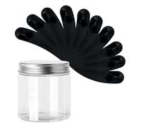 SKYPRO 50Pcs Mini Cosmetic Spatula Curved Scoop Makeup Mask Cream Spoon Eye Cream Stick Make Up Face Beauty Tool, with A Clear PET Bottle - Black