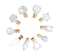 SKYPRO 50Pcs Mini Glass Bottles with Cork Lids, 10 Shapes Tiny Glass Jars, Wishing Bottles, Small DIY Decorative Craft Vials for DIY Crafts Party Weddings Decoration Storage Accessories