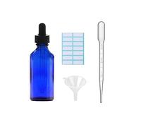 SKYPRO Bluen Glass Dropper Bottle with 1 Funnels & 1 Dropper & 14pcs/sheet small bottle stickers 50ml Glass Bottles for Essential Oils, Liquids
