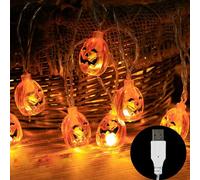 SKYPRO Halloween Decorations LED String Lights, 3 Meters 20 LED USB Operated String Lights, Waterproof Hanging Decor Camping Porch Party Wall Haunted Houseoutdoor Decorations - Solid Pumpkin