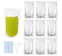 SKYPRO Reusable Drinking Flasks - 3oz, 10pcs Transparent PA+PE Material, Heat & Cold Resistant, Leak-Proof, with Funnel