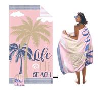 Skyreh Large Beach Towel, 71" x 39" Oversized Lightweight Compact Quick Dry Sand Free Towel for Travel Swim Pool Yoga Gym Camping (Pink)