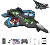 Skyriders RC Jet, Foam Remote Control Fighter Jet Airplane with 360° Flips & LED Lights,2.4GHz Easy-Fly RC Stunt Fighter J-et Toy for Kids,Christmas Planes Toy Gifts for Kids Beginners
